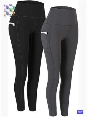 High Waist Yoga Pants with Pockets Tummy Control Workout Running Leggings